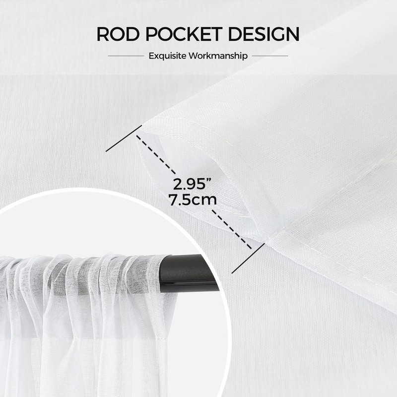 MRTREES Net Curtains for Windows 45 Inch Drop, White sheer