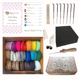 heidifeathers Boxed Needle Felting Starter Kit (Carded Wool Mix)