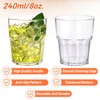 24 Pack Clear Plastic Drinking Glasses, 8 oz Shatterproof Stackable