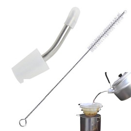 HIROMARE Skitter, Coffee Drip Equipment, Pouring Spout, Mountain Kettle, Nozzle, Kettle, Camping, Outdoors, Cap with Cleaning Brush, Compatible with Trangia Kettles (Top Diameter 0.7 inches (19 mm), Lower Diameter 0.6 inches (14 mm), White)