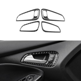 FXETRNL Real Carbon Fiber Inner Door Handle Frame Sticker, Covers for Ford Focus RS/ST/SE/ECO Boost (2015-2018), Interior Decal Car Accessories, Black