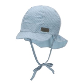 Sterntaler Boys' Peaked Cap with Neck Protection for Tying Diamond Sun Hat, lightblue