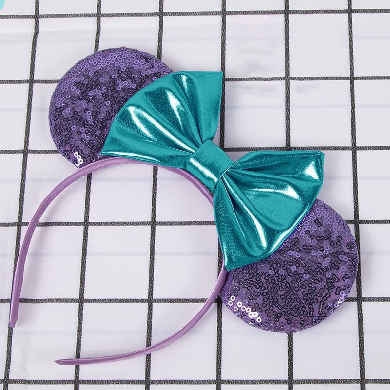 Stylish Mouse Ears Bow Headbands, Glitter Hairbands for Women Girls