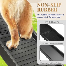 Dog Ramp for Car - 68,5" Long & 15" Wide - Rubber Anti-Slip Dog ramps for Large Dogs - Stable Dog Car Ramp 300 Pounds Capacity - Foldable Pet Ramp for Truck - Portable Folding Dog Ramp - Black