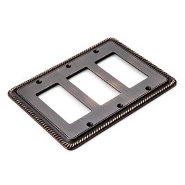 Rope Edge Decorative Wall Plate Switch Plate Outlet Cover (Triple Decorator, Aged Bronze)