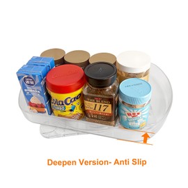 Lazy Susan Turntable Organization for Refrigerator, Deepen Version- Anti Slip, Rectangular Organizers and Storage for Fridge, Pantry, Cabinet, Countertop, 15.75'' x 11.1'', Clear