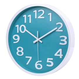 10 Inch Wall Clock Silent Non-Ticking,Modern Wall Clocks Battery Operated Easy to Read Quartz Analog Clock for Kitchen Bedroom Classroom School Home Decor,Coastal Beach Theme (Aqua)