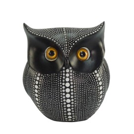 Artgenius Dots Owl Statue,Small Animal Owl Figurines for Home Office Decor (Black)