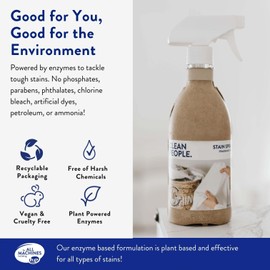 Clean People Stain Remover Spray - Natural Plant & Mineral-Based Ingredients - Non-Toxic Laundry Spot Treatment for Food, Pet & Baby Stains - Boosted with Enzymes - Fabric Safe - 16oz