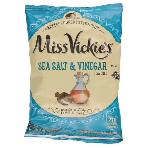 Miss Vickie's Kettle Cooked Potato Chips, Sea Salt & Vinegar, 1.375 oz