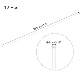 MECCANIXITY 12pcs Acrylic Round Rods 5/64" x 12" Clear Acrylic Dowel Rods Sticks Plastic Sticks Strip for DIY Crafts Lighting Gardening Decoration - 2mm x 300mm