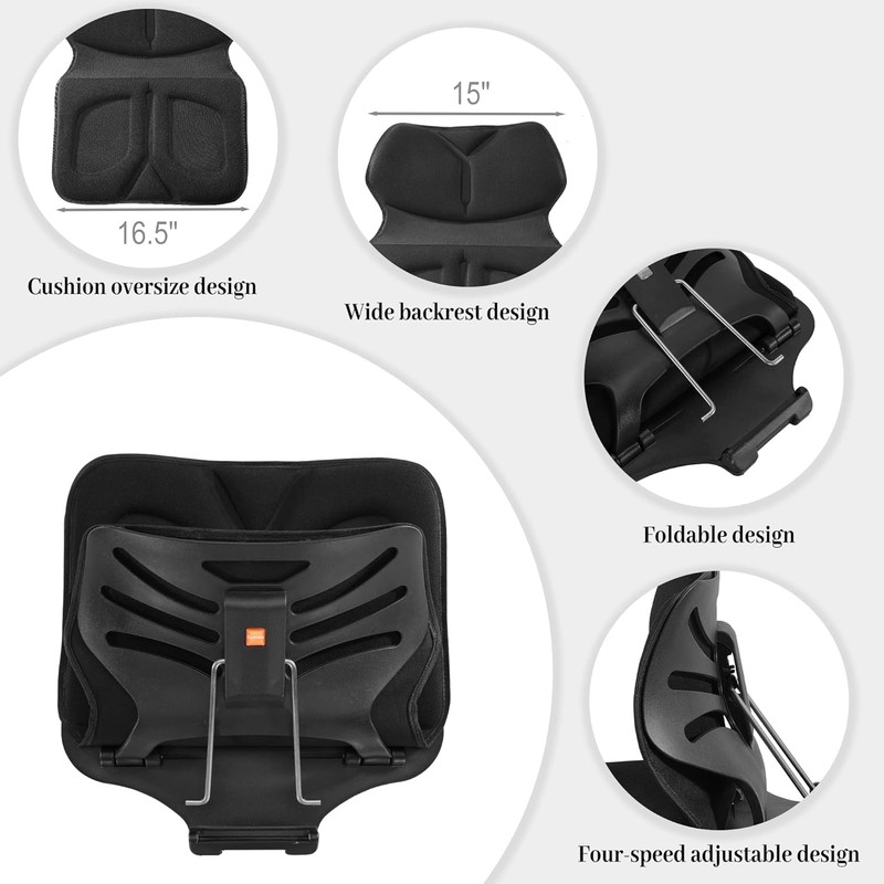 Chair Extra Wide Seat Cushion, Lumbar Support, Adjustable Back Brace