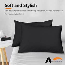 A ATH COLLECTION 100% Egyptian Cotton Pair OF Pillowcases 200 Thread Count Soft Pillow Cases 2 Pack (Black)