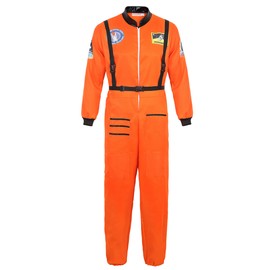 Zhitunemi Mens Astronaut Costume Adult Dress Up Clothes Space Fancy Jumpsuit Cosplay Onesie Orange-M