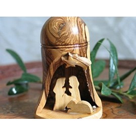 Christmas Bell with Nativity Inside- Olive Wood Bell Orname