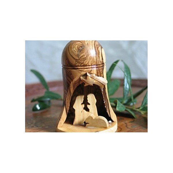 Christmas Bell with Nativity Inside- Olive Wood Bell Orname