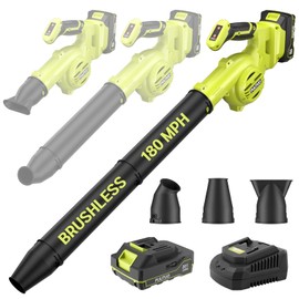 Leaf Blower Cordless, 20V Electric Leaf Blower Cordless with Battery and Charger- 180MPH 3 Speeds 20000RPM Lightweight Battery Leaf Blowers for Lawn Care, Patio Yard Car Leaves and Grass