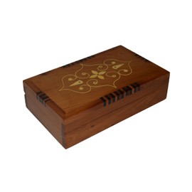 Treasures Of Morocco Thuya Wood Moroccan Handcrafted Box With light Wood Inlaid Inlead Medium