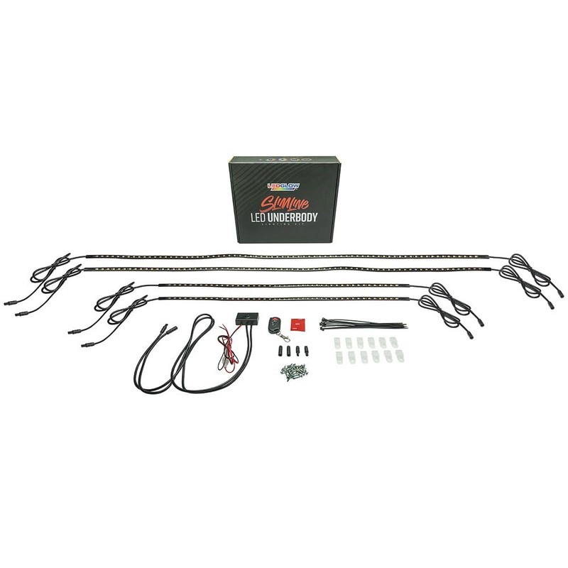 LEDGlow 4pc Orange Flexible Car Slimline LED Underbody Underglow Accent