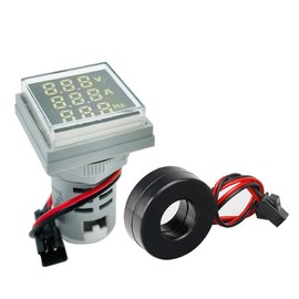 Gebildet AC 50-500V 0-100A 0-99Hz 22mm AC Current Voltage Tester with 3-Digit LED Display Multifunctional Voltmeter Ammeter Frequency Meter Multimeter Panel (White, Square)