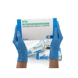 Nitrile Gloves, Box of 100 (Medium, Blue) Disposable Gloves, Examination Gloves, Powder-Free, Latex-Free, Non-Sterile, Latex-Free, Disposable Gloves, Blue, Medium