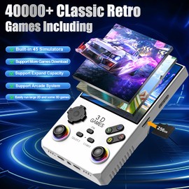 2025 V40MAX Upgraded Retro Handheld Game Console, Built in 40,000+Classic Games, 40+Simulators, Linux System, 4.0-inch 4K HD IPS Screen Video Player, 256GB, Portable Pocket Arcade Console(White)