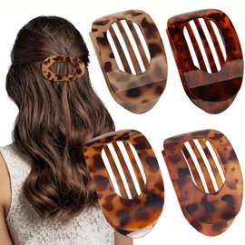 Kinretixia Pack of 4 Hair Clips for Women French Hair Clips Flat Secure Hair Clips with Inner Teeth Side Hair Clips with Strong Hold Turtle