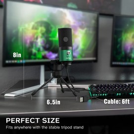 FIFINE USB Microphone, PC Condenser Microphones with Stand, Studio Quality Recording Microphone USB for Podcast, Studio, Streaming, Broadcast, YouTube, Video, Games - K669G (Green)