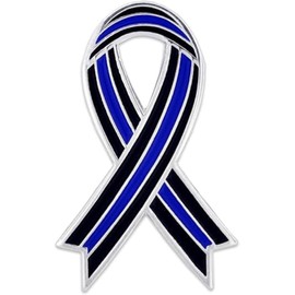 PinMart Thin Blue Line Police Officer Awareness Ribbon Enamel Lapel Pin