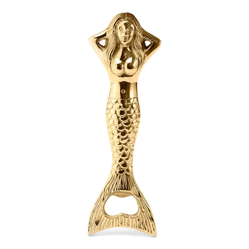 NKlaus Maritime Bottle Opener Mermaid Brass Gold 4.5 x 14
