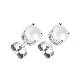 Philip Jones Sterling Silver Pearl Earrings Created with Gemstones from Zircondia®