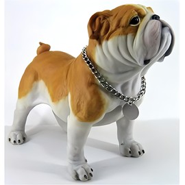 CNFCollection GD1792-A - Estatua de jardín para cachorros de bulldog inglés, bonita figura decorativa de resina para patio trasero, porche, césped, patio para amantes de los perros