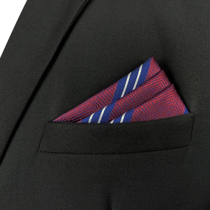 [S&W SHLAX&WING] Men's Necktie Maroon Necktie Set Blue Red Stripe,