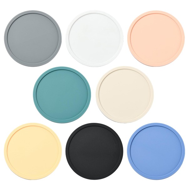 DanLingJewelry 8Pcs Silicone Drainage Insulation Coaster with Marble Pattern Colorful