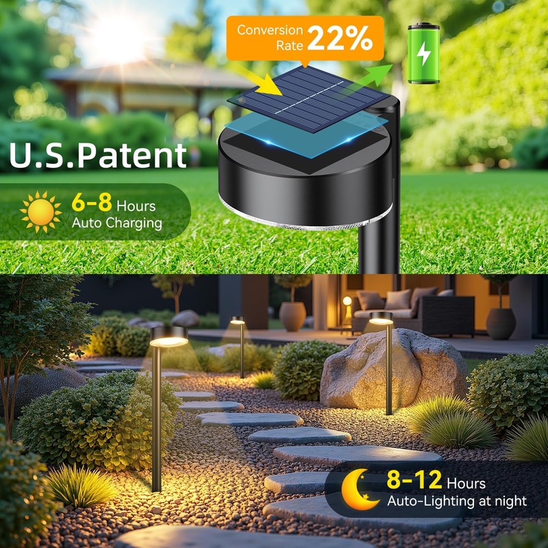 Ahaorigin 12 Pack Solar Pathway Lights Outdoor, 12 Brighter LED