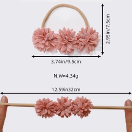 Huuflyty 6pcs Baby Girl Flower Headbands, Super Soft & Stretchy Nylon Floral Hairbands for Newborn Toddler, Child Hair Accessories (flower A)