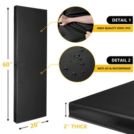 Gym Wall Padding, Basketball Court Wall Protector, Removable 2" Thick High-Density Protective Pads for Wall-Mounted Basketball Hoop, Garage, Basement, High Elasticity & Tear-Resistant, 60" Lx20 W