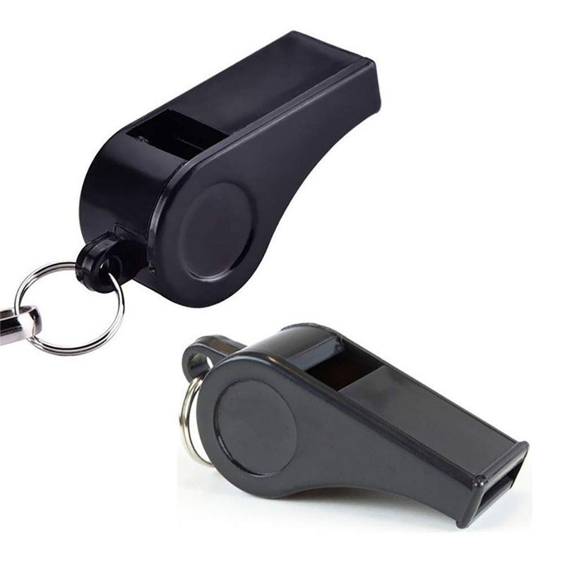 JIHUOO Pack of 2 Black Plastic Whistles Referee Whistle with