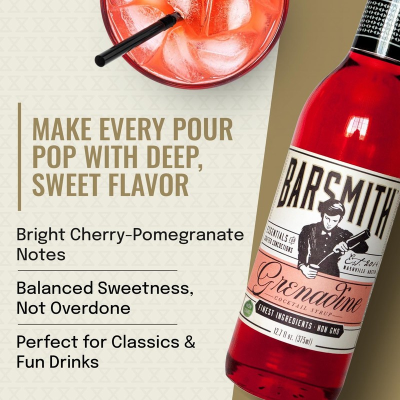 Barsmith Bar Essentials Grenadine Syrup - Sweet Cherry and Pomegranate