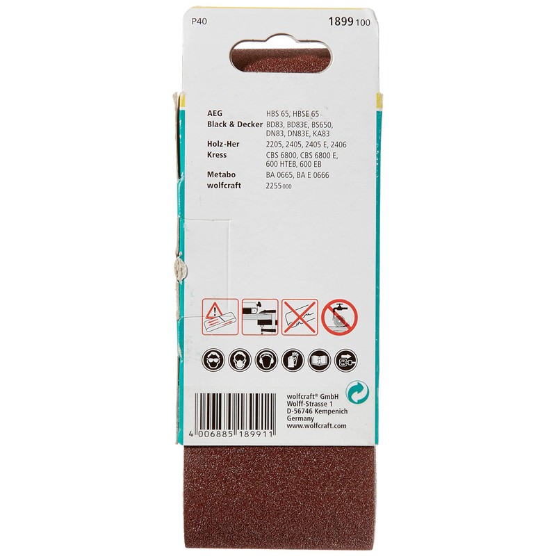 wolfcraft Fabric Sanding Belt Set 9 Pcs., for wood/metal I