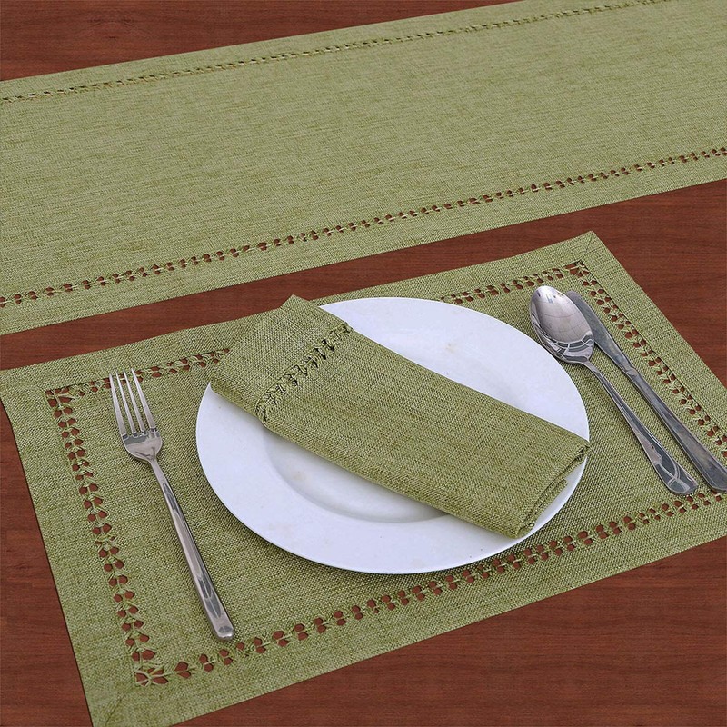 Grelucgo Small Handcrafted Solid Color Dining Table Runner, Dresser Scarf,
