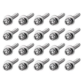 sourcing map M2 x 6mm Stainless Steel Phillips Pan Head Machine Screws Bolts Combine with Spring Washer and Plain Washers 20pcs
