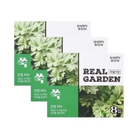Happy Bath Real Garden Mugwort Soothing Soap 90g 8 packs x3 / 해피바스 리얼가든 쑥 진정 비누 90g 8입 x3