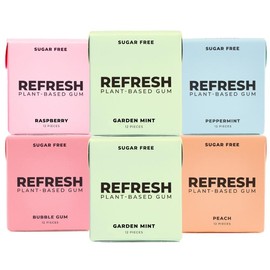 Refresh Gum Variety Pack Sugar Free Chewing Gum - Xylitol, Plant Based, Synthetic Free, Vegan & Non GMO Organic - Size: Sampler Variety Pack