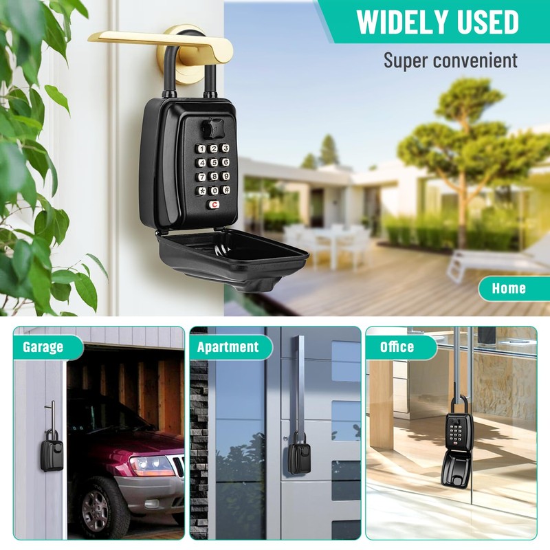TEUEN Key Lock Box for Outside, Sturdy Waterproof Hanging Lock
