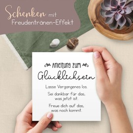 ARTFAVES® Wooden Picture with Saying - Instructions for Happiness, Decoration Gift for Happiness/Life/Size: 14.8 x 14.8 cm