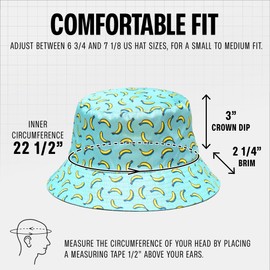 Banana Women's Bucket Hat - Cute Bucket Hats - FestivalH at - Adjustable, Comfortable, and 50+ SPF Protection Rave Accessories for Adults, Teens and Kids
