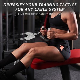 J Bryant Stainless Steel Double to Single Pulley Adapter Plate – Gym Cable Machine Connector with 3 Carabiners for Lat Pulldown, Triceps, Biceps & Functional Training