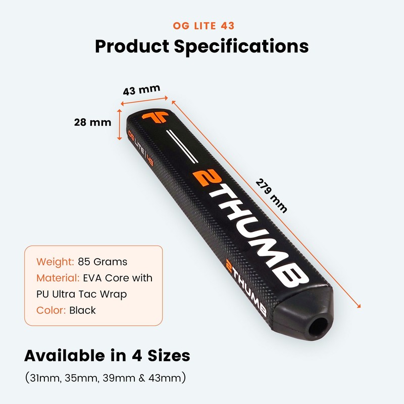 YBW 2Thumb OG Lite Black Putter Grip 43