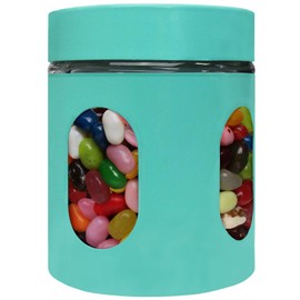Blue Donuts 21 Oz Glass Jars with Airtight Lids - Glass Kitchen Canisters, Airtight Food Storage Containers for Pantry, 621 ML Clear Jars, Turquoise